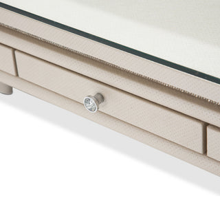 Glimmering Heights Writing Desk with Glass Top - Ivory