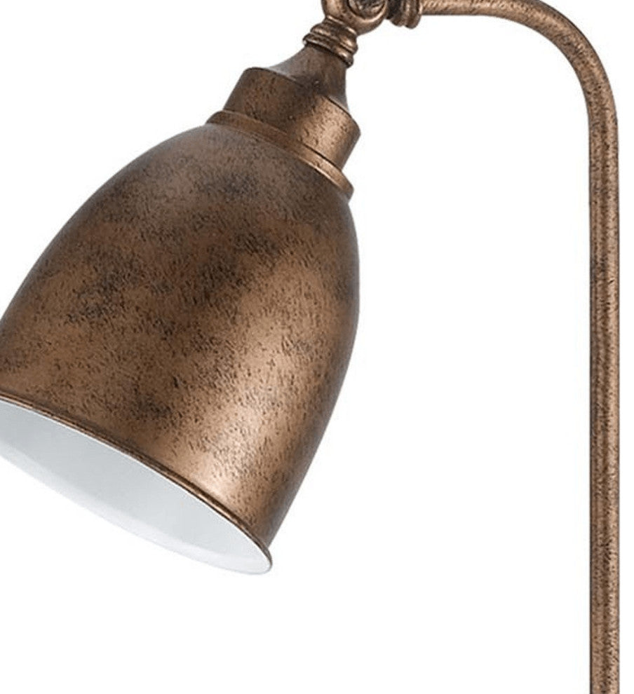 28" Bronze Metal Adjustable Lantern Table Lamp With Bronze Dome Shade