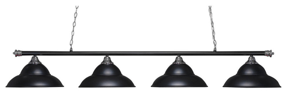 Oxford 4-Light Bar, Chrome & Matte Black/Matte Black Double Bubble Metal Shade