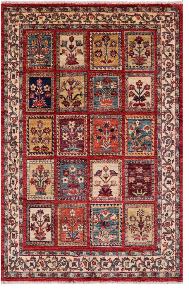 3' 10" X 5' 9" Handmade Persian Garden Design Wool Rug Q10665