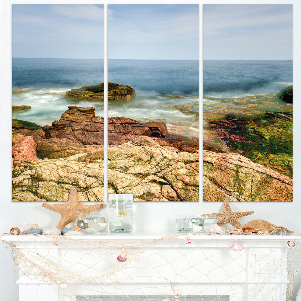 "Thunder Hole Acadia National Park" Metal Wall Art, 3 Panels, 36"x28"