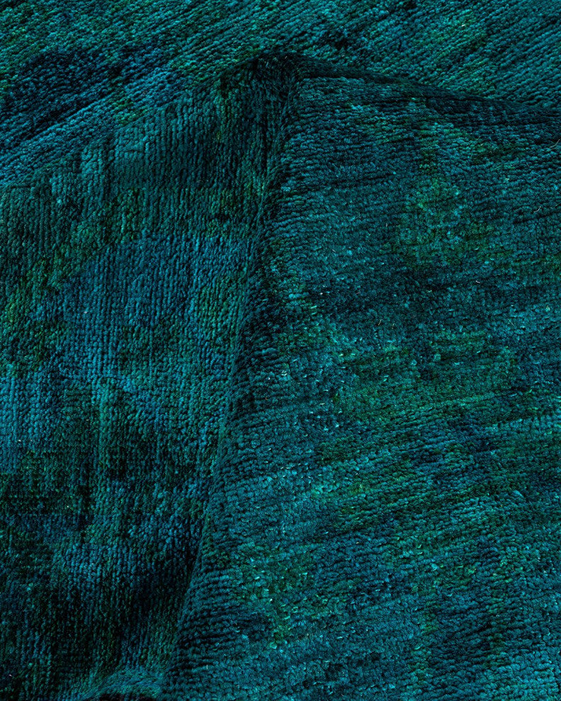 Overdyed, One-of-a-Kind Hand-Knotted Area Rug Green, 5'10"x9'1"