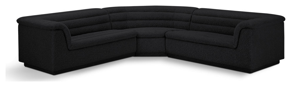 Cascade Upholstered Modular Sofa, Black, Boucle Fabric, Corner Sectional
