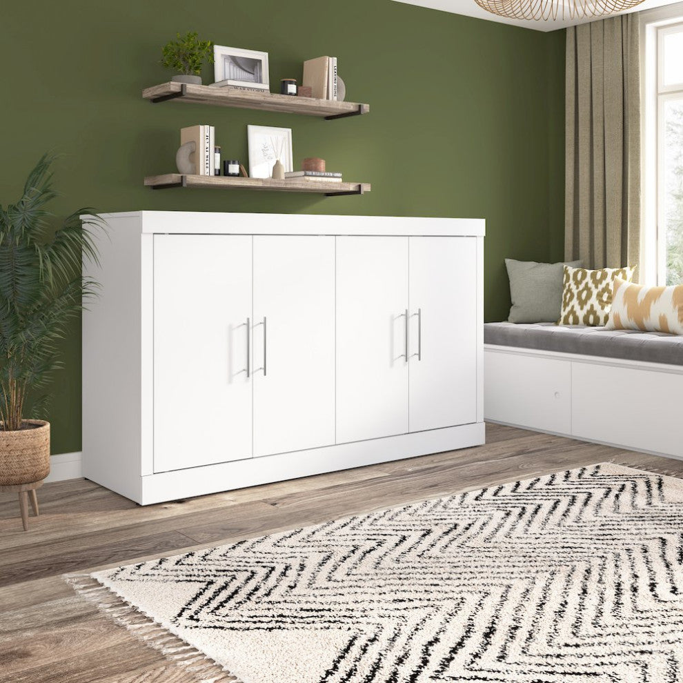 75W Queen Cabinet Bed with Mattress in White