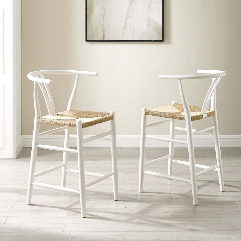 Amish Wood Counter Stool Set of 2-White