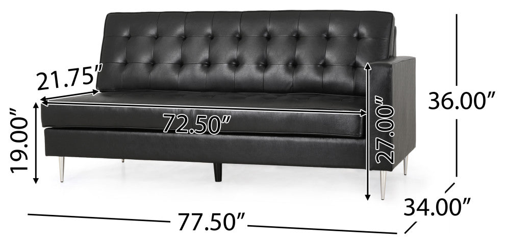Goliath Contemporary Faux Leather Tufted 5 Seater Sectional Sofa Set