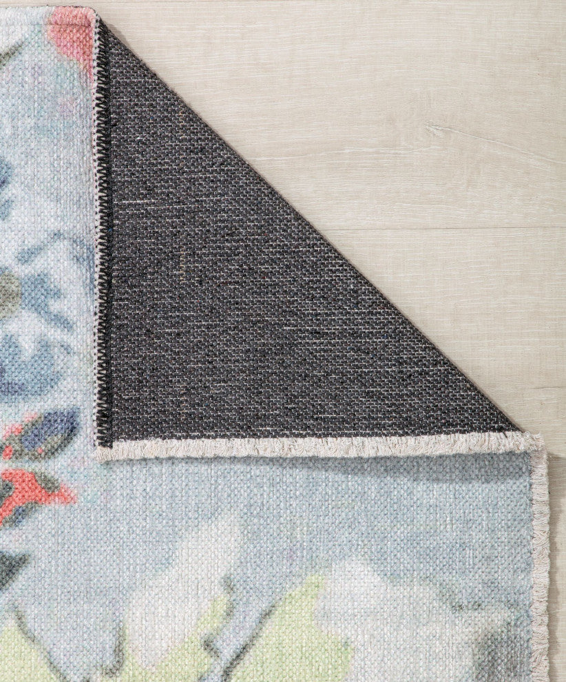 Serafina Blossoming Beauty Floral Contemporary Light Blue Area Rug, 5'3" X 7'0"