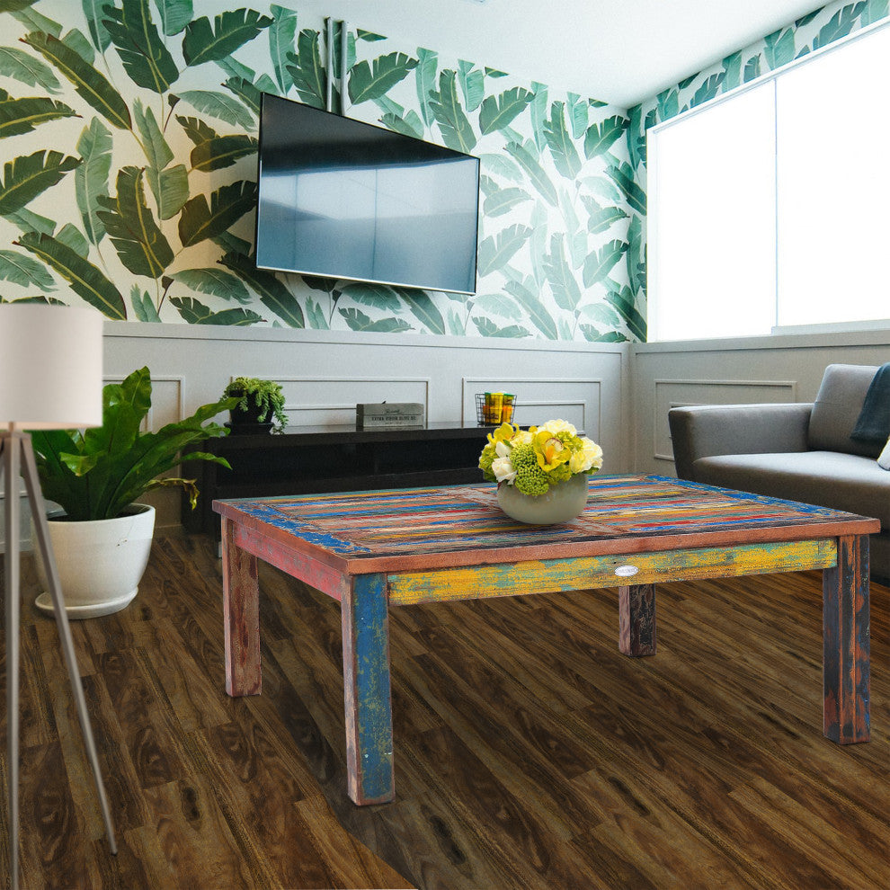 Square Coffee Table made from Recycled Teak Wood Boats