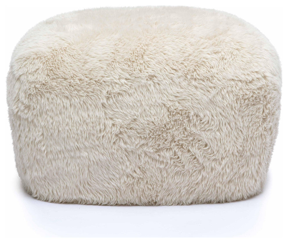 Britt Vegan Shearling Ottoman, Natural