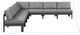 Nizuc Water Resistant Patio L-Shaped Modular Sectional, Gray, 7-Piece: 6 Armless Chair, 1 Corner Chair, Dark Gray Aluminum Frame