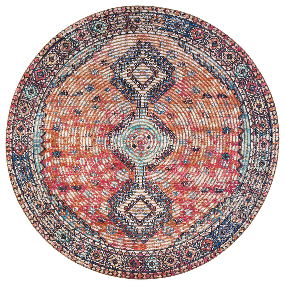 Dari Distressed Area Rug,  Round, 8'