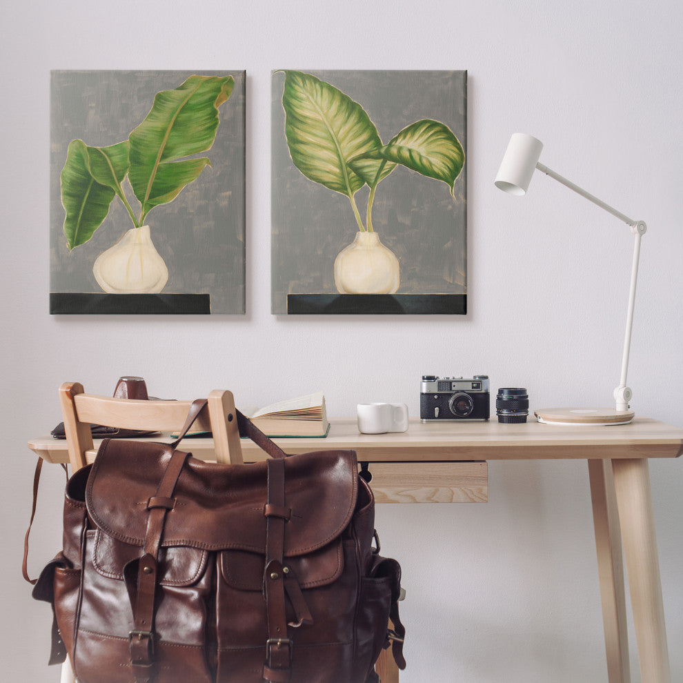 Large Palm Leaf Potted Plants Interior Still Life,24 x 30