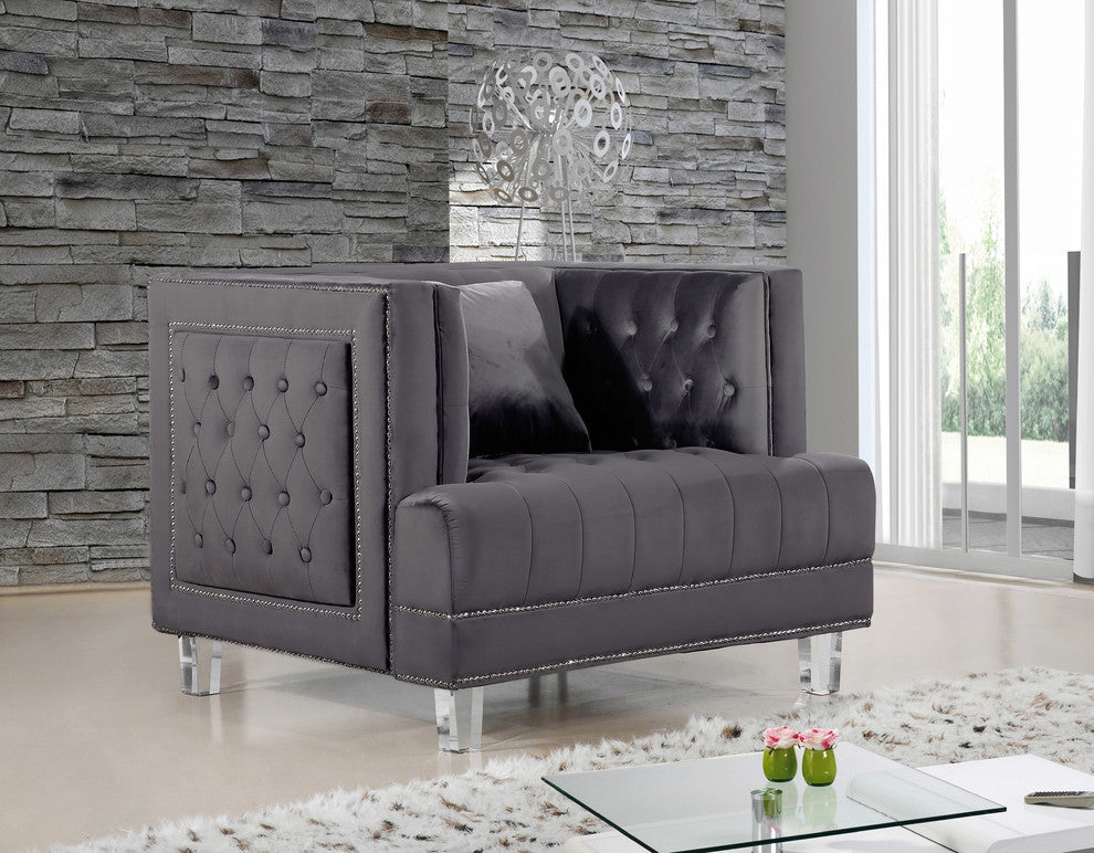 Lucas Velvet Upholstered Chair, Gray
