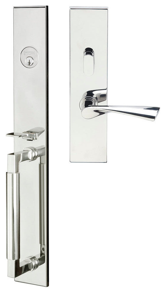 Breeze Lever, Mortise Entry Handleset, LHR, Polished Stainless Steel