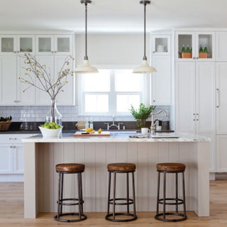 24" Mango Wood Counter Height Barstool With Iron Base Brown And Black