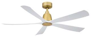 Fanimation Kute5 52" Ceiling Fan, Brushed Satin Brass With Matte White Blades