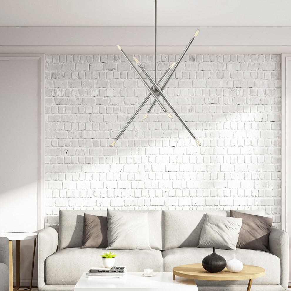 Livex Lighting Soho 8 Light Brushed Nickel Linear Chandelier