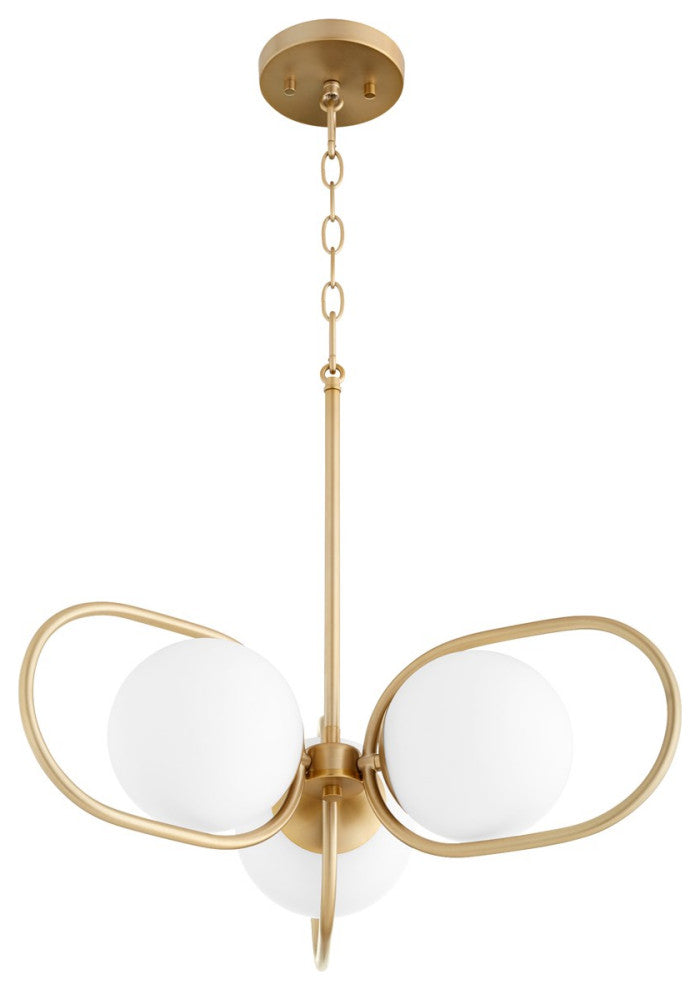 Quorum Belmont 3-Light Chandelier 6137-3-80, Aged Brass