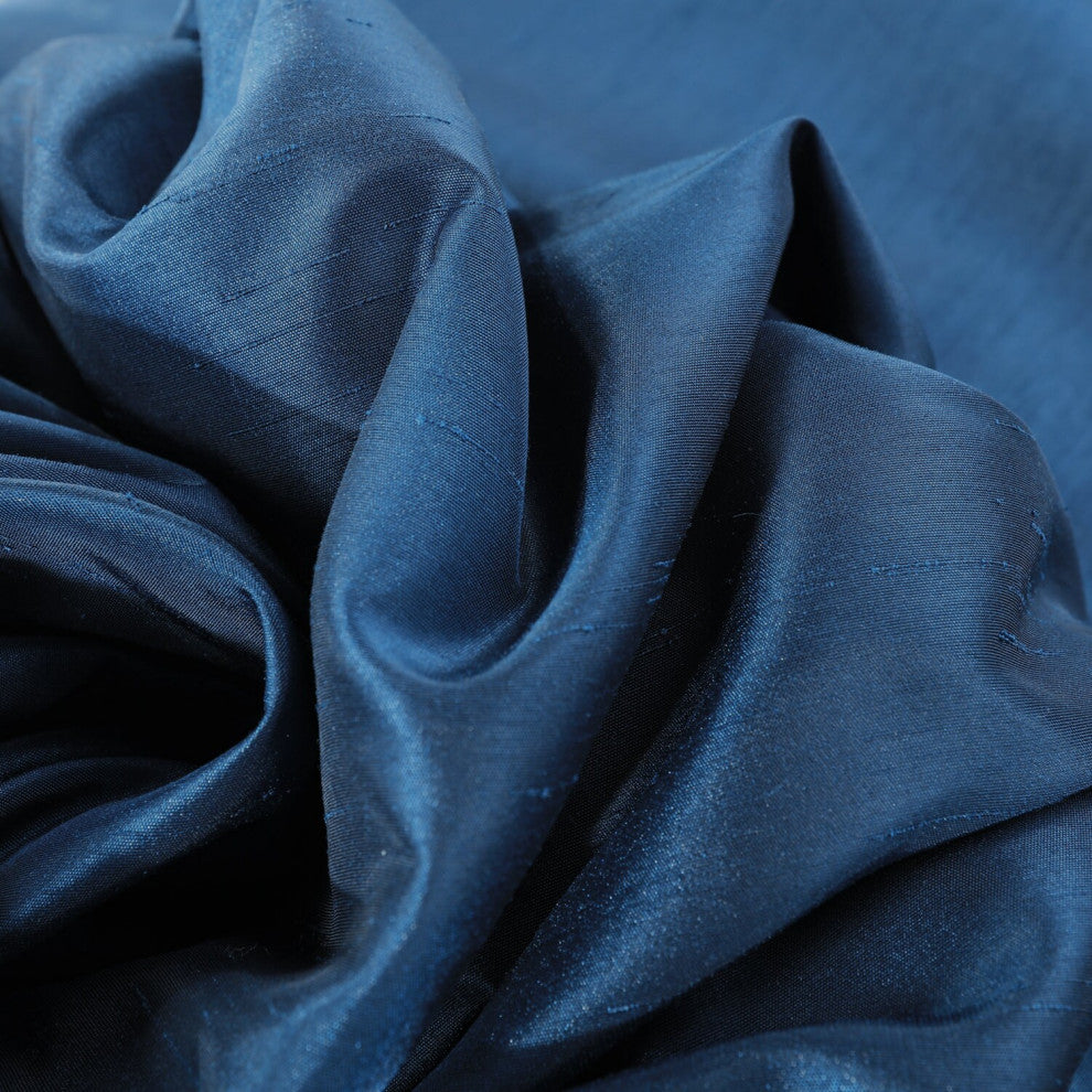 Captain's Blue Vintage Textured Faux Dupioni Silk Swatch Sample, 4W X 4L