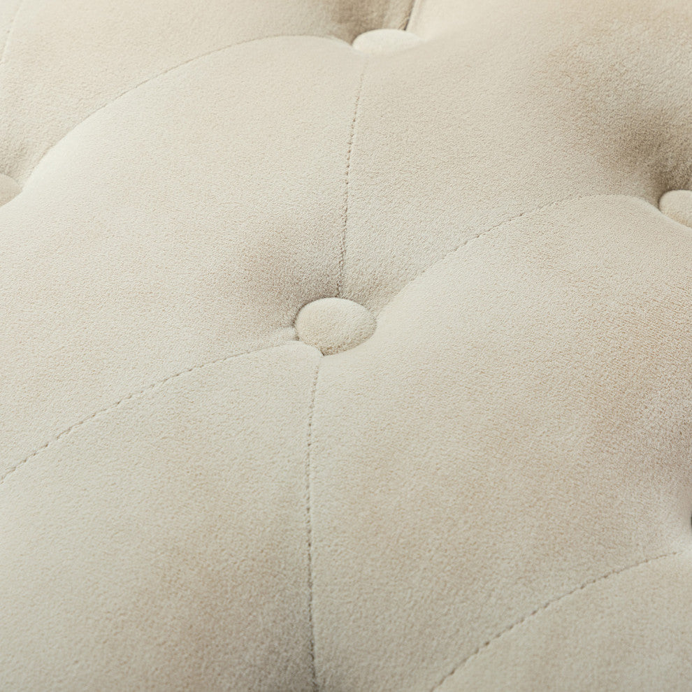 Upholstered Accent Chair With Tufted Back, Set of 2, Tan