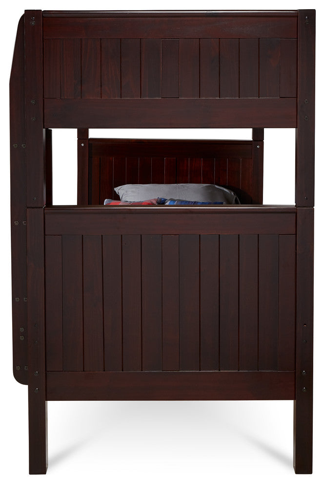 Camaflexi Twin Bunk Bed, Panel Headboard, Cappuccino