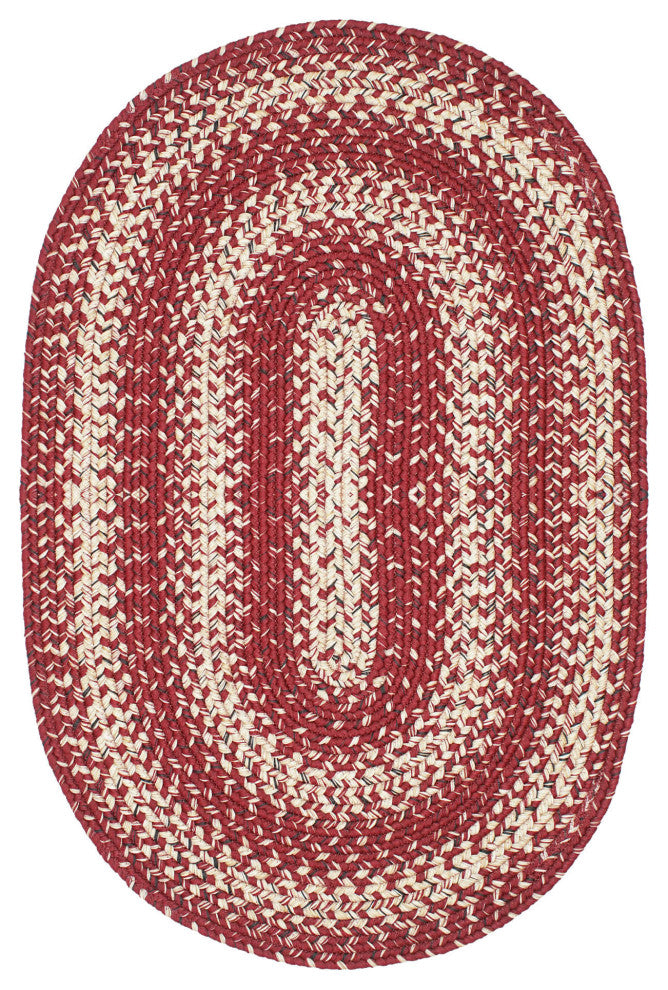 Homespice Decor - 20 x 30" Oval Barn Red Ultra Durable Braided Rug