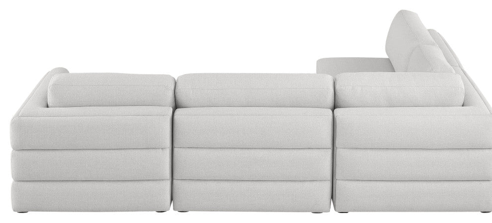 Beckham Linen Textured Fabric 4-Piece Modular L-Shaped Sectional, Beige