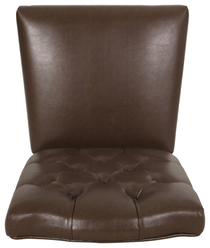 Loyning Contemporary Tufted Dining Chairs (Set of 2), Dark Brown/Natural, Faux Leather
