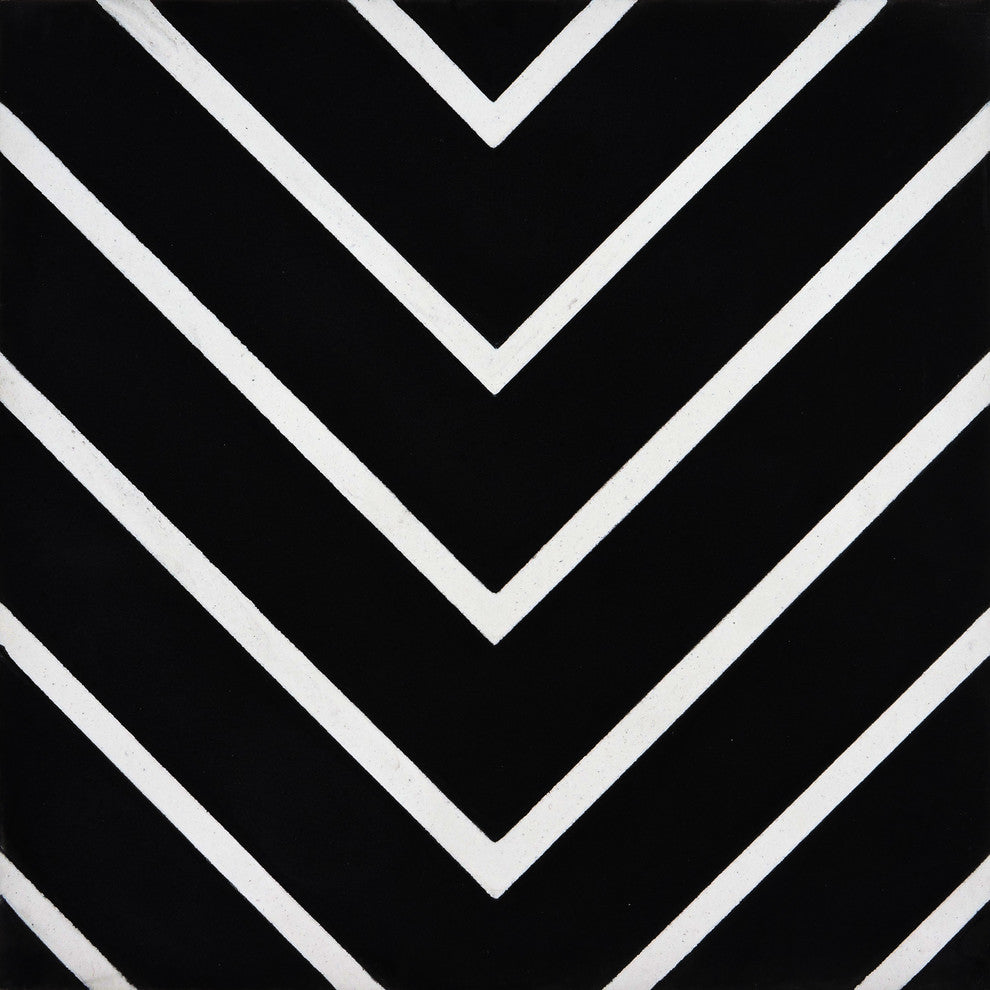 8"x8" Amlil Handmade Cement Tile, Black/White, Set of 12