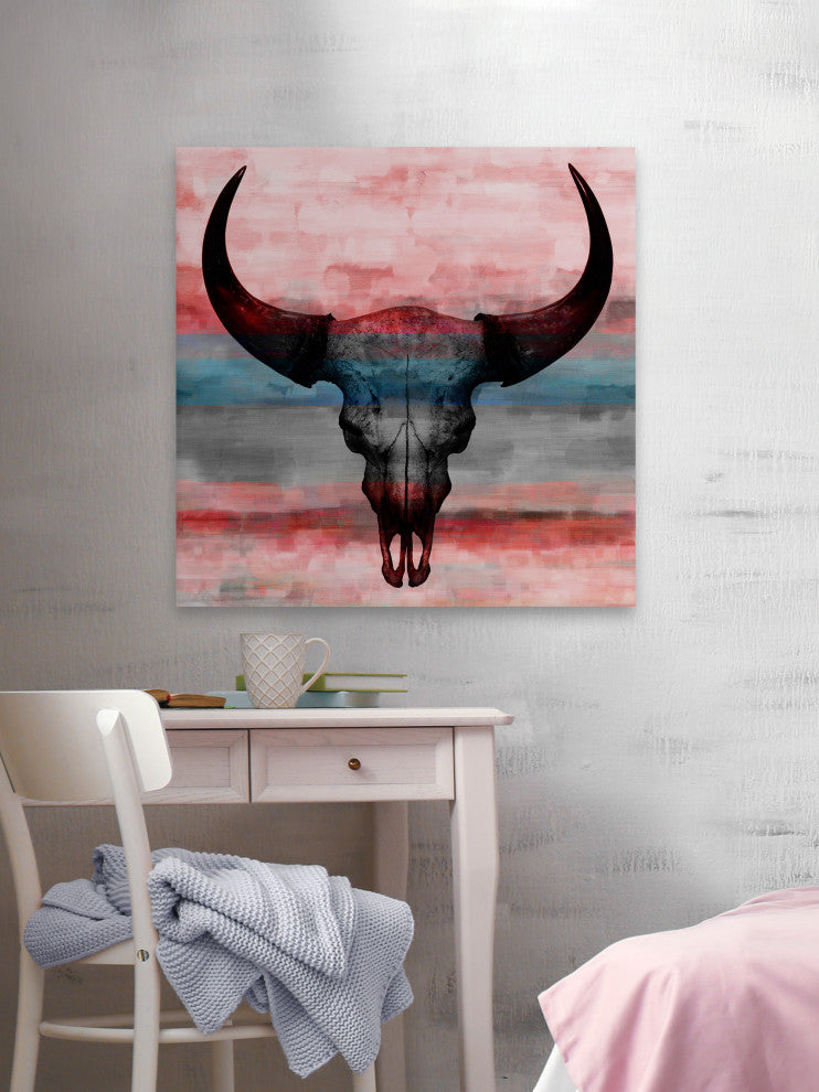 "Pastel Skull" Fine Art Canvas Print, 40"x40"