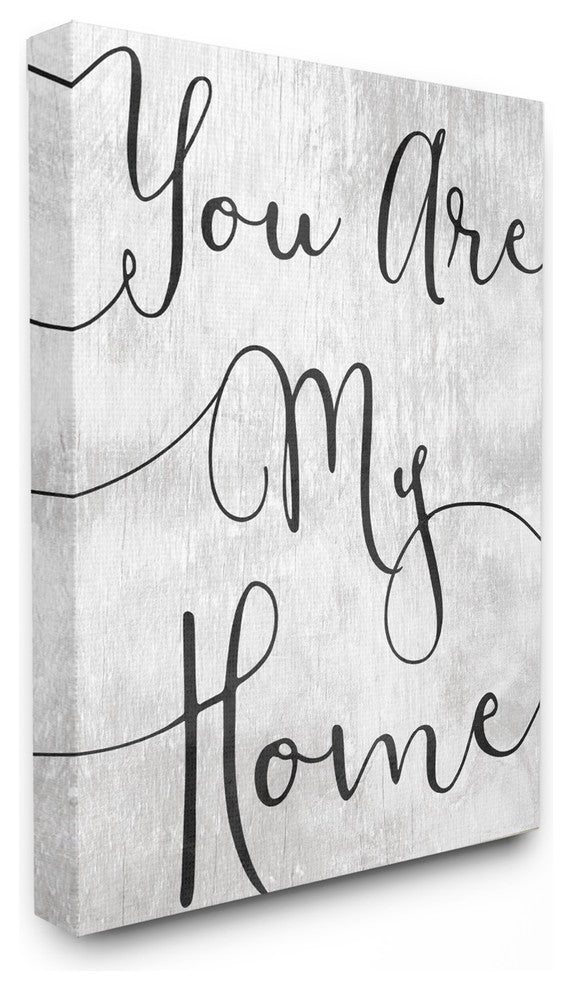 You Are My Home Cursive Typography Oversized Stretched Canvas Wall Art, 24"x30"
