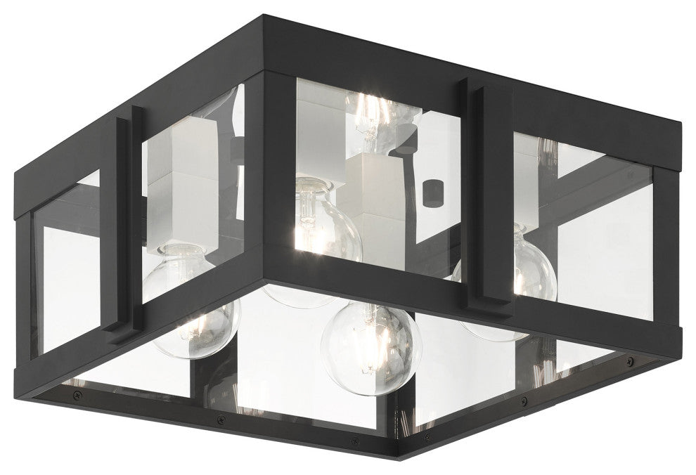 Black Art Deco, Sophisticated Outdoor Flush Mount