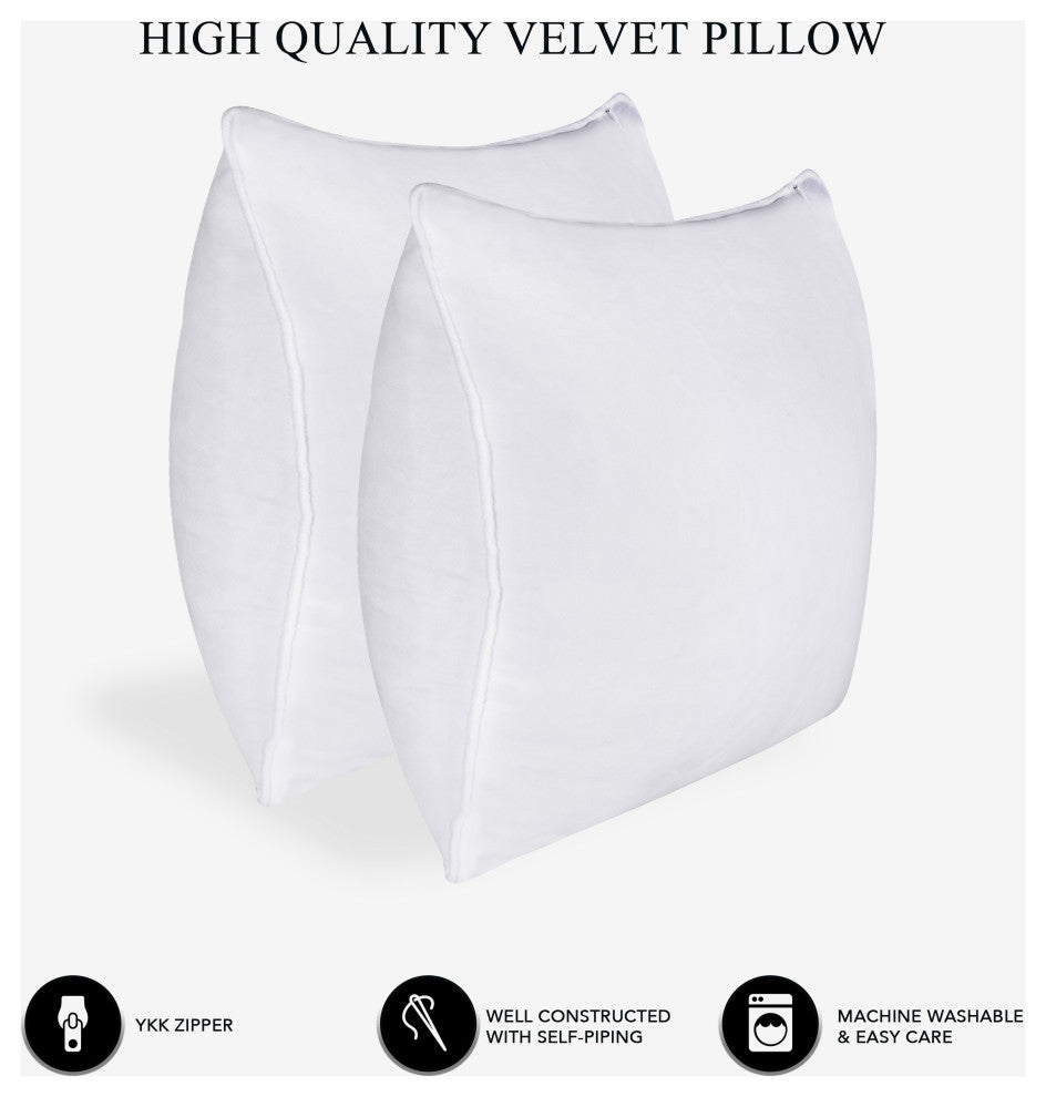 A1HC Soft Velvet Pillow Covers, YKK Zipper, Set of 2, White, 22"x22"