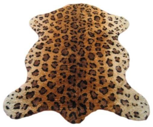 Faux Leopard Skin Pelt Rug, 56"x79"