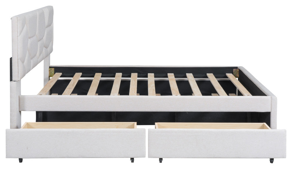 Gewnee Full Size Upholstered Platform Bed in Beige