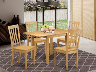 Wooden Dining Set 5 Pc- 4 Chairs, Table, Oak Finish Solid Wood Structure.