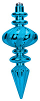 Wl-Fin-11-Aq - 11" Finial Ornament Aqua With Aqua Glitter