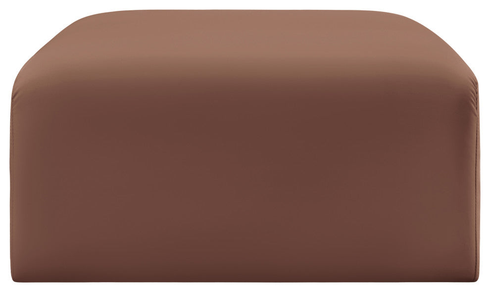 Arc Upholstered Modular Component, Cognac, 1-Piece: Ottoman, Vegan Leather