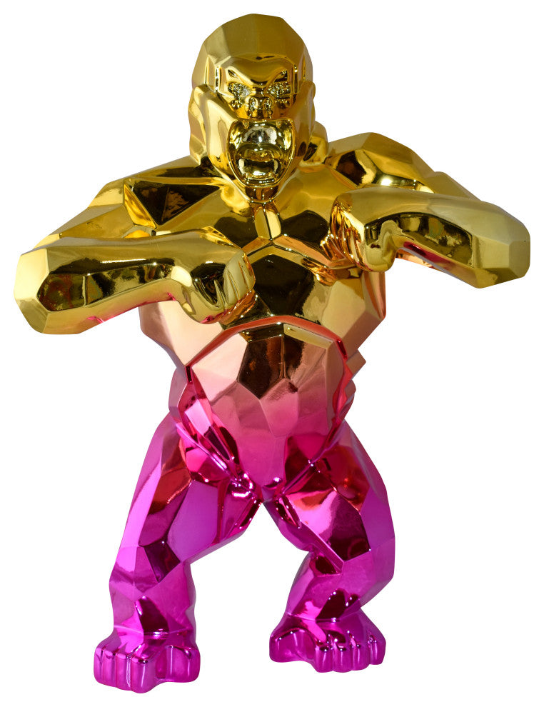 Textile Red and Gold King Kong Statue  Size: 18" x 9" x 23"H