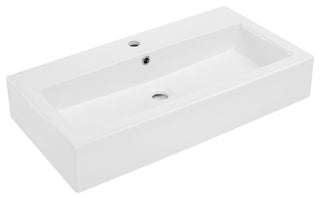 Voltaire Wide Rectangle Wall-Mount Sink, Shiny White