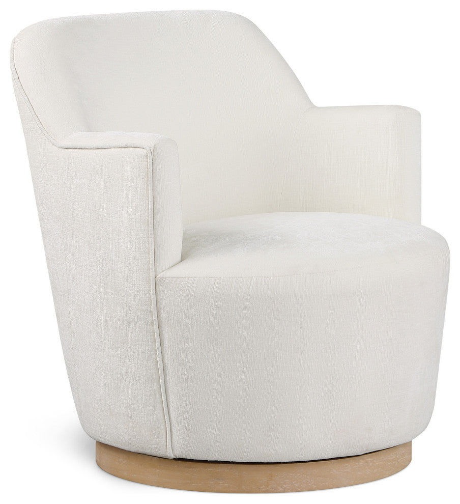 Clarita Swivel Accent Chair, Cream, Chenille Fabric
