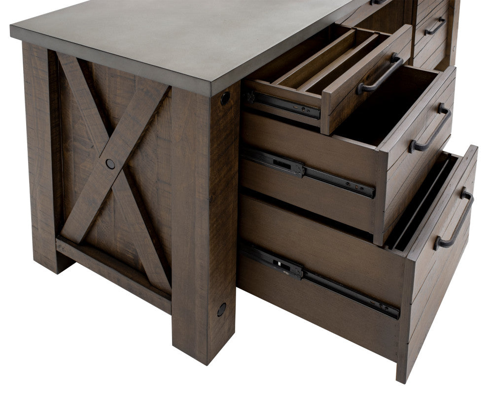 Rustic Home Office Desk, Office Table, Credenza, Fully Assembled, Brown