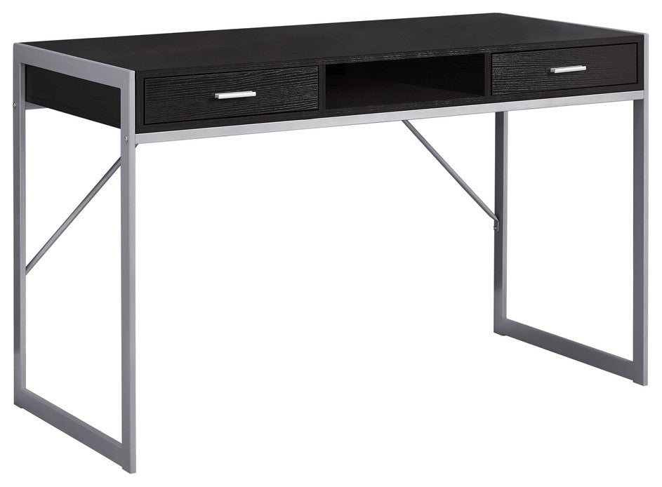 22" Dark Brown Rectangular Computer Desk With Two Drawers