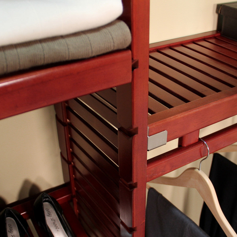 Solid Wood Reach-In Closet Organizer with hanging, Red Mahogany