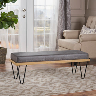 GDF Studio Elaina Industrial Modern Microfiber Bench, Slate