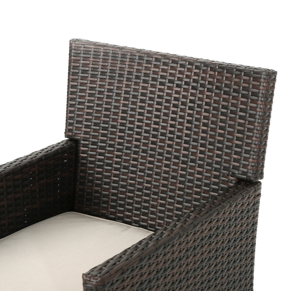 GDF Studio 7-Piece Blane Outdoor Gray Dining Set, Multi-Brown/Light Brown