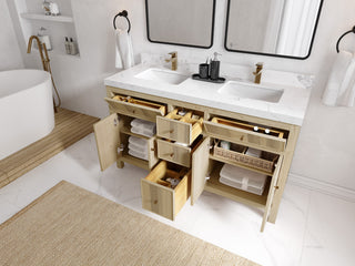 Sonoma Oak 60 Double Bathroom Vanity with 2" Empira White Quartz