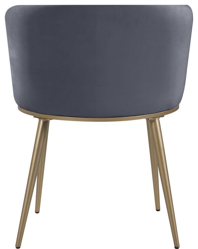 Skylar Dining Chair, Set of 2, Gray Velvet, Brushed Gold Iron Legs