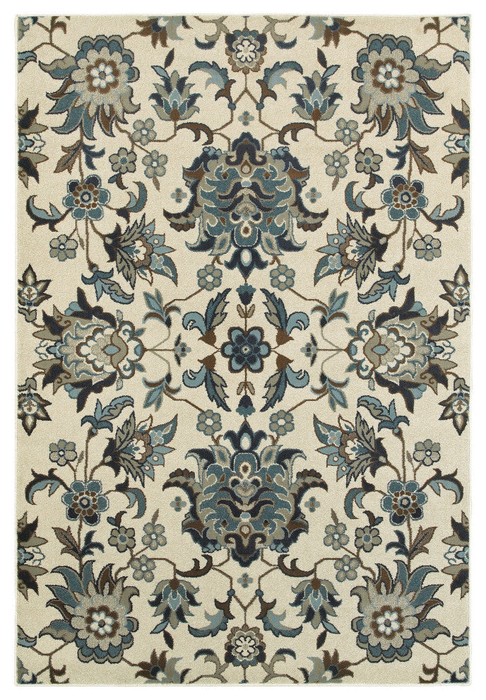 Oriental Weavers Linden Collection Ivory/ Blue Floral Indoor Area Rug 3'10"X5'5"