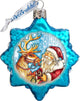 Keepsake Reindeer Santa Scenic Glass Ornament